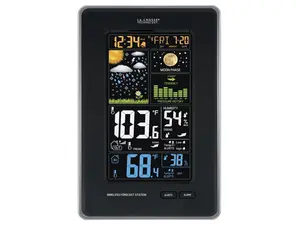 Digital Vertical Wireless Weather Station, Black, Backyard Use, -40°F to 140°F Range, AC Cord, Back Light Control, Color LCD, Pressure Monitoring