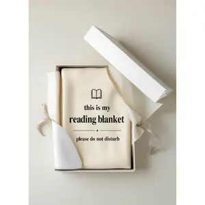 Minimalist Book-Themed Blanket for Book Lovers, "This Is My Reading Blanket Do Not Disturb" Literary Throw, Book-Themed Blankets