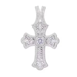 Iced Out Hip Hop Rapper Ornate Cross Pendant - Metal Coating, Cross Form, Customizable with Engraved Letters/Logos/Patterns, Hip Hop Vibe, for Everyday Wear, Complimentary Shipping, Summervibes
