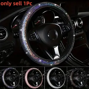 15 Inch Glitter Sequins Car Steering Wheel Cover, Car Steering Wheel Protector, Universal Car Decoration Accessories, Car Steering Wheel Insert Accessories, Car Interior Kit, Automotive, Steeringwheelcover