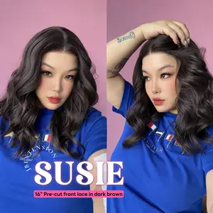 JBEXTENSION 16 Inches Dark Brown Women Pre-Cut Frontlace Glueless Wig SUSIE