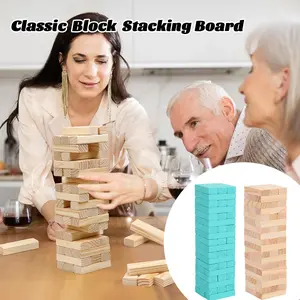 Classic Stacking Balance Building Blocks Set,Tumble Tower Game for Kids and Adults, 54pcs Wooden Board Stacking Game for Family Games Night, Classical Wood Blocks Game, Standard Size, Family Fun Game, Party supplies set
