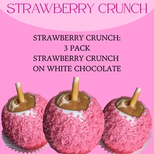 Strawberry Crunch 3 Pack on White Chocolate - Gourmet Delight with Strawberry & Caramel - Perfect for Any Occasion - USA Made