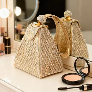 Glitter Rhinestone Evening Clutch Bag - Trendy Diamond-Embellished Handbag, Stylish Triangular Mini Bag