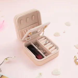 Mini Travel Jewelry Box with Mirror  | Portable Organizer Case for Rings, Necklaces & Earrings