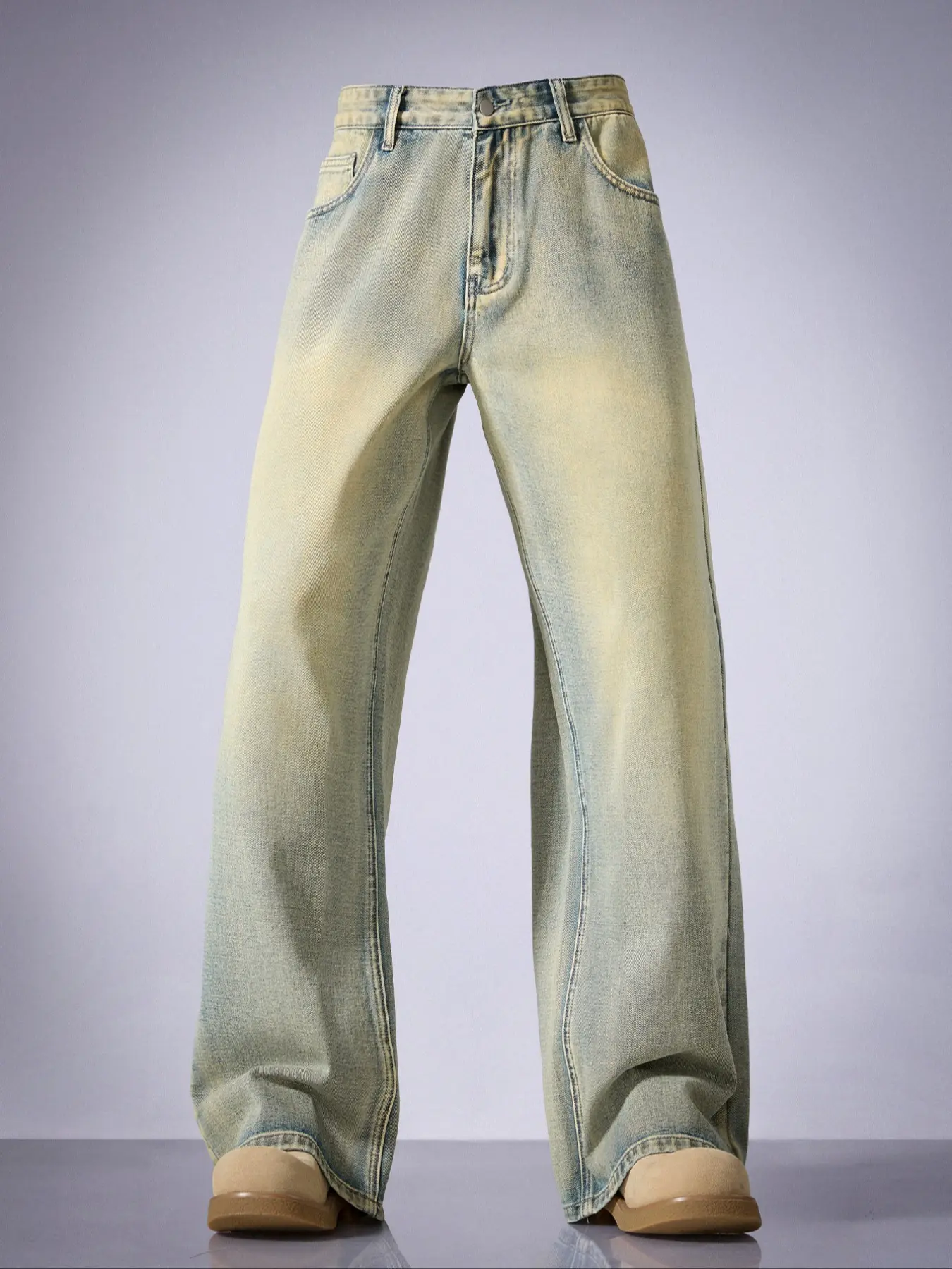 Men's Vintage Washed Straight Leg Denim Jeans, Casual Street Style Jeans, Perfect Gift for Husband or Boyfriend