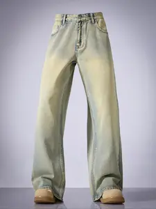 Men's Vintage Washed Straight Leg Denim Jeans, Casual Street Style Jeans, Perfect Gift for Husband or Boyfriend