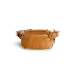 The Indie Leather Belt Bag by Andar – Full-Grain Leather Fanny Pack with Canvas Strap | 2 Compartments for Everyday Carry | Hands-Free Crossbody Style