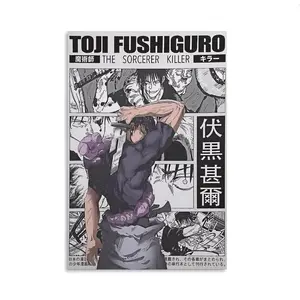 Minimalist Toji JJK Anime Poster Print, Retro Manga Wall Art, Minimalist Otaku Decor