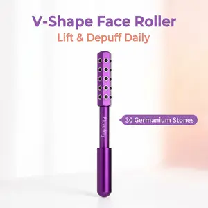FLOVERKITY 30 Germanium Stone V-Lift Face Roller Anti-Aging Skin Tightening Massage Roller for Face Eye Chin Neck De-Puffing Lifting Beauty Tool