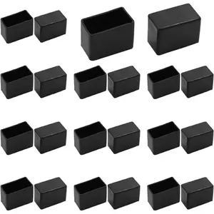 Hardware tools 20pcs Rectangle Chair Leg Caps, 1.2" x 0.6" / 30 x 15mm Chair Leg Floor Protectors PVC Rubber Pads Furniture Table Feet Covers, Black
