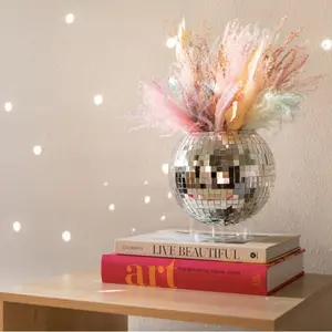 8" Disco Ball Planter with Base and Macrame Hanger, Cute and Fun Home Decor by Havenstone Home