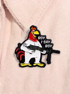 Foghorn Leghorn With Gun Enamel Pin Cartoon Animated Characters Rooster Funny Quote Boy I Say Boy Metal Brooch Lapel Backpack Badge Fashion Jewelry Accessories Gift for Friends Durable Metal Pins