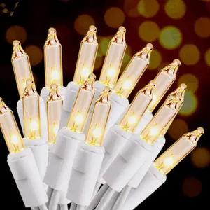 Happy New Year Lights 100 Count Mini Clear Lights 32ft White Wire Happy New Year Valentines Day  Tree String Lights Set for Outdoor Indoor Christmas Decorations Wedding Decorations Valentines Day Decor,UL Certified (32feet) Happy Mother’s Day Gift