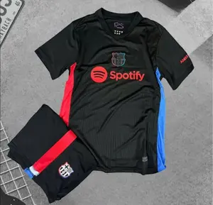 FC Barcelona 2025 Away Kit Premium Fabric Professional Match-Grade Quality Soccer Jersey with Spotify Sponsorship Black with Red and Blue Accents