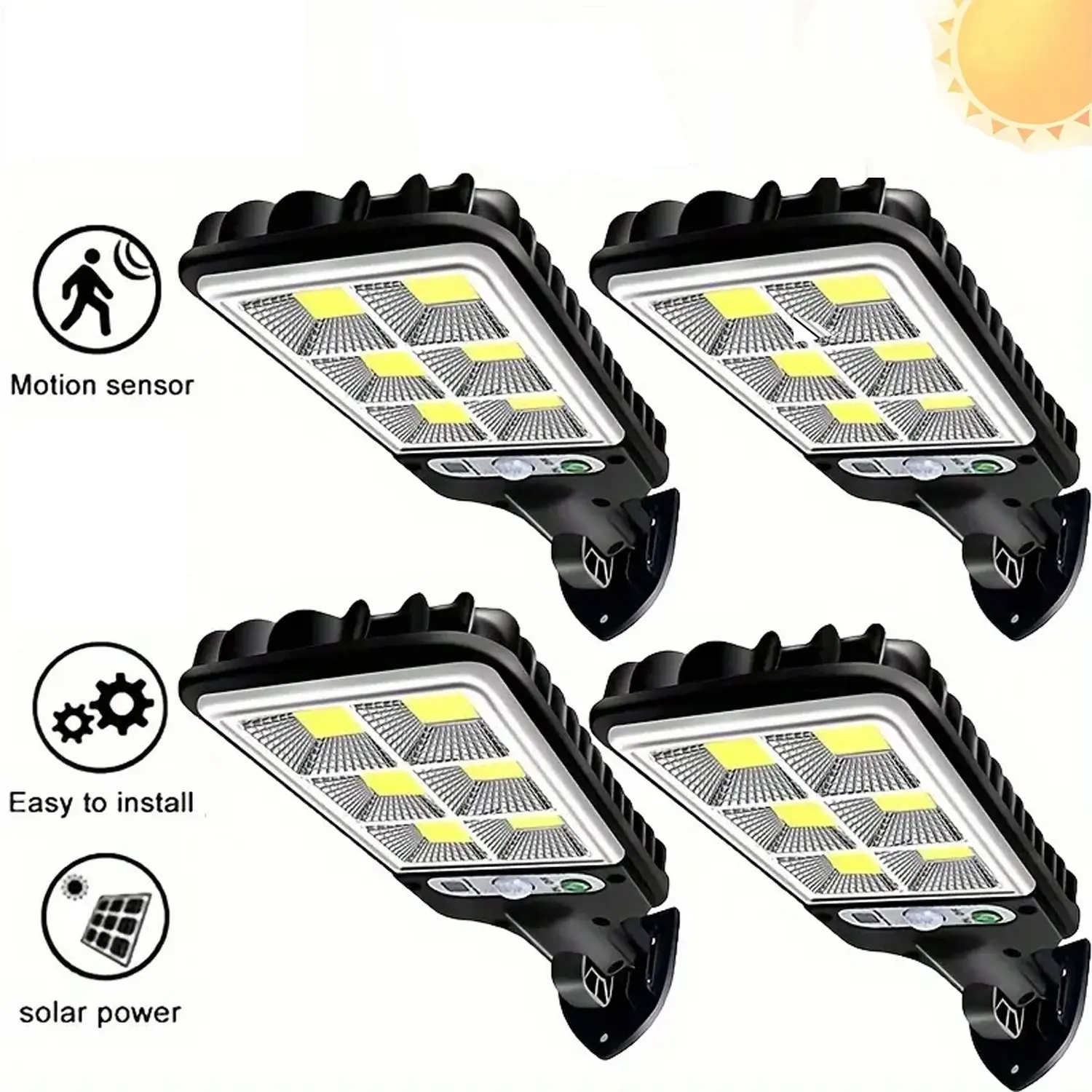 Solar Powered Motion Sensor Outdoor Lights - 108COB LED Durable Waterproof Home Improvement Lights with 3 Modes for Garden, Patio, Outdoor Pathway Use, Durable Waterproof Light