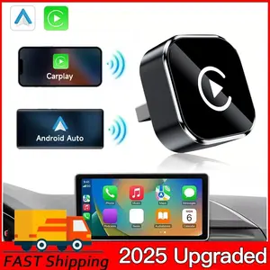 2 in 1 Wireless Apple CarPlay Adapter, for both Apple and Android,converts wired to wireless, suitable for factory wired CarPlay cars from 2017+ Black