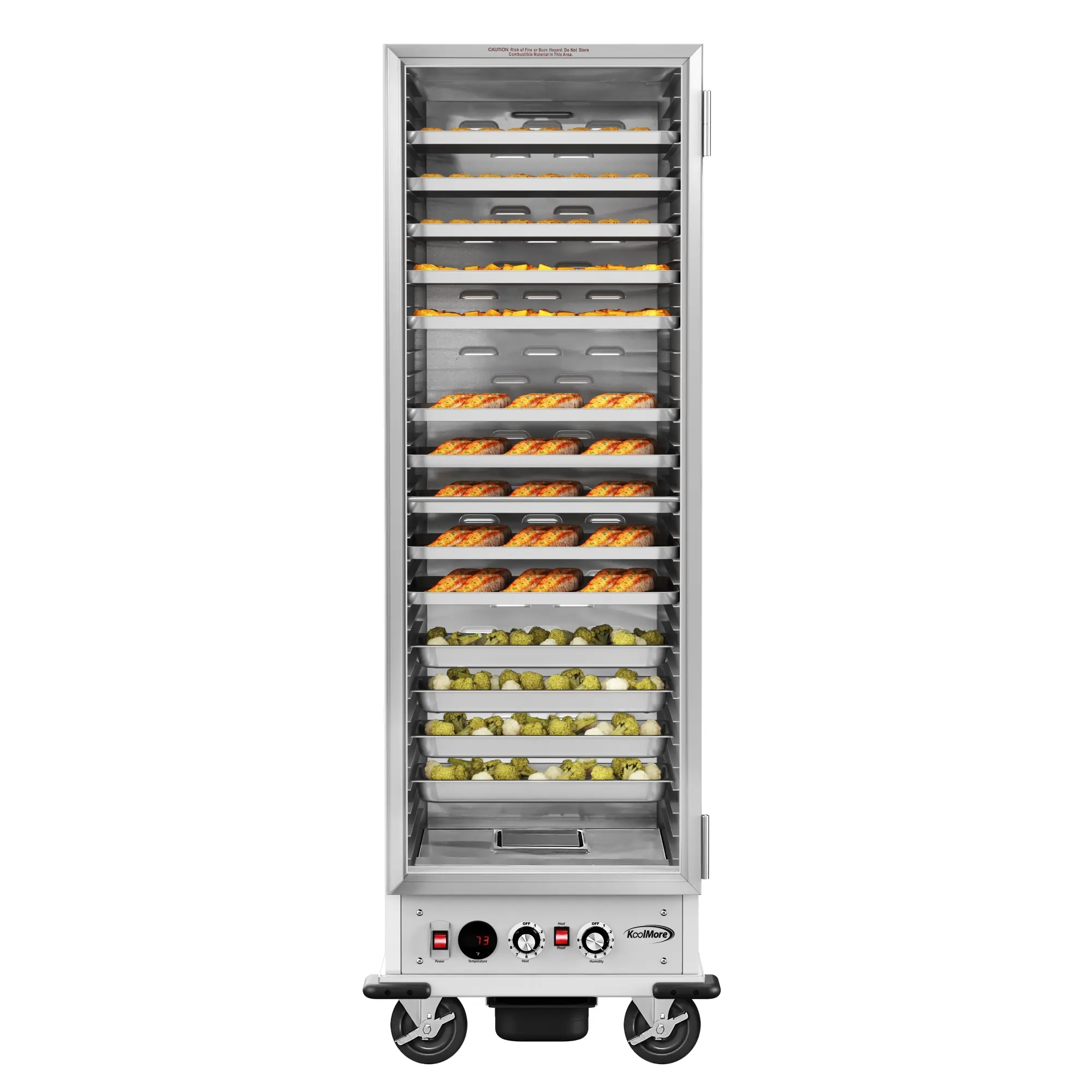 33 in. Commercial Non-Insulated Glass Door Heated Holding/Proofing Cabinet with 35-Pan Capacity in Silver (KM-CHP36-SNGL)