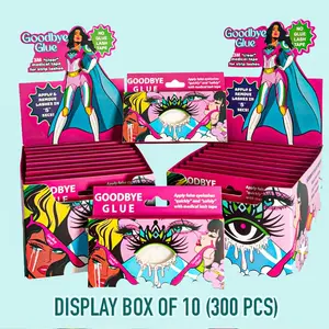 Goodbye Glue Display Box - 300-Count Women’s Eyelash Strips with Tweezer, 3M Easy Adhesive Long Lasting, Water-Resistant Chemical-Free, Glue-Free Application, Skin-friendly, Ideal for Sensitive Eyes, Designed and Made in USA Makeup