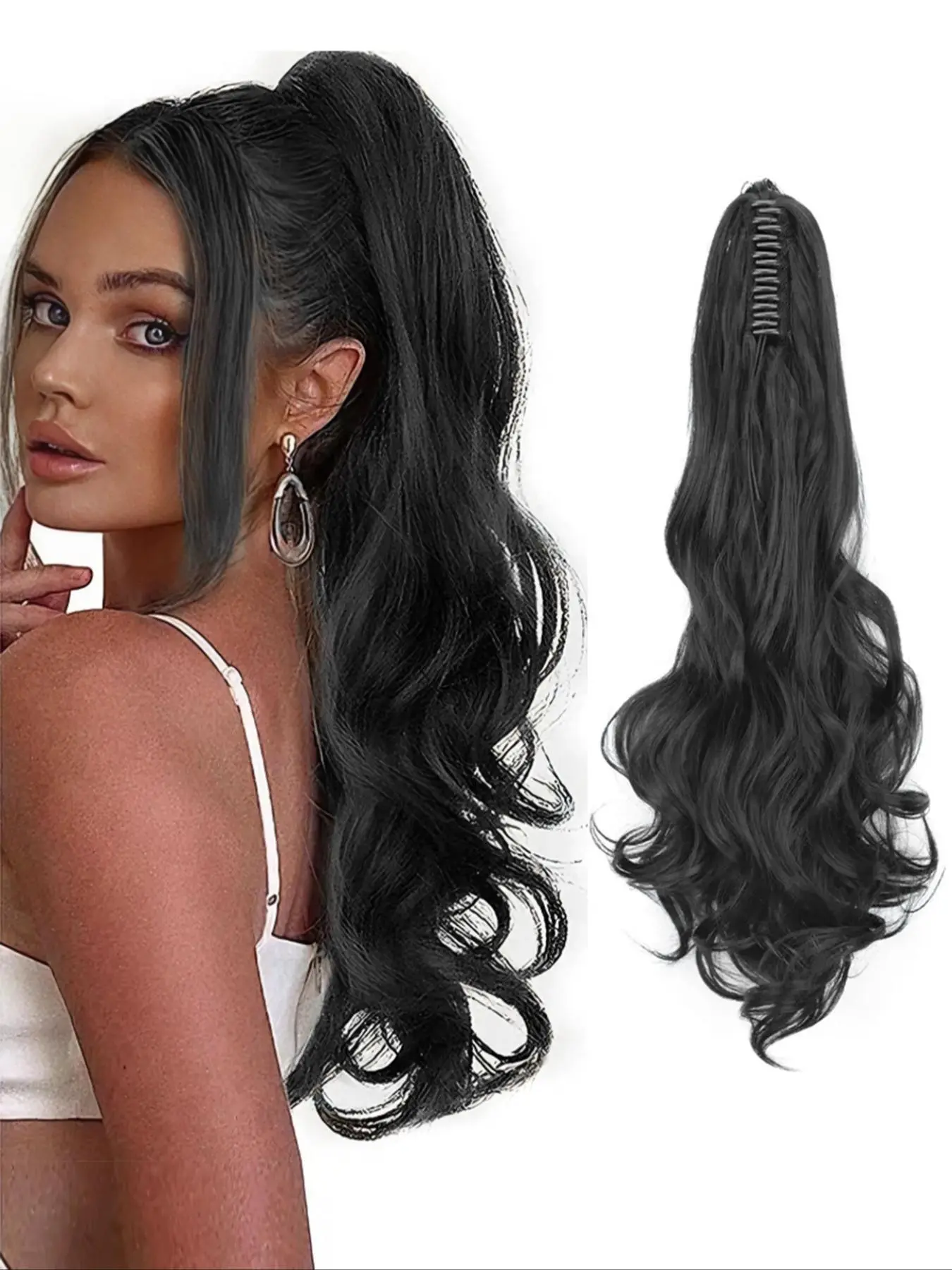 26-inch Long Wavy Ponytail Extension, Synthetic Hairpiece for Women & Girls, Fashion Hair Extensions for Party, Daily Clothing Decor, Synthetic Hair Wigs, Synthetic Hair Pieces, Wavy Hairpieces