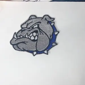 Bulldog Iron-On Patch - Embroidered Design for Customization