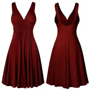 New Style V-Neck Spaghetti Strap Elegant Commuter Mid-Waist Midi Dress Solid Color Dress Casual Womenswear