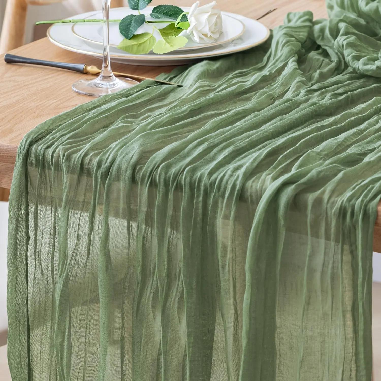 12 Pack Table Runner, Cheesecloth Table Runner, 10ft Table Runner, for Wedding Reception, Boho Rustic Wedding, Party, Bridal Shower Decor, Home Decor Valentine's Day