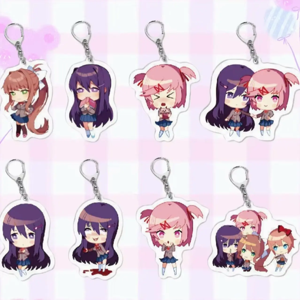 16 Ops Acrylic Keychain for Doki Doki Literature Club - Monika Natsuki Decoration Bag Pendant Exquisite Ornament Collection Fan Gift Toy