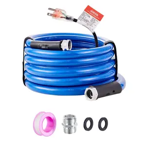 15-Foot Heated Water Hose For RV Use, Drinking Water Line Antifreeze Safe To -45°F, Automatic Self-Regulating Heating Hose, 5/8-Inch Inner Diameter, 3/4-Inch GHT Adapter, BPA Free And Lead Free For Outdoor Use