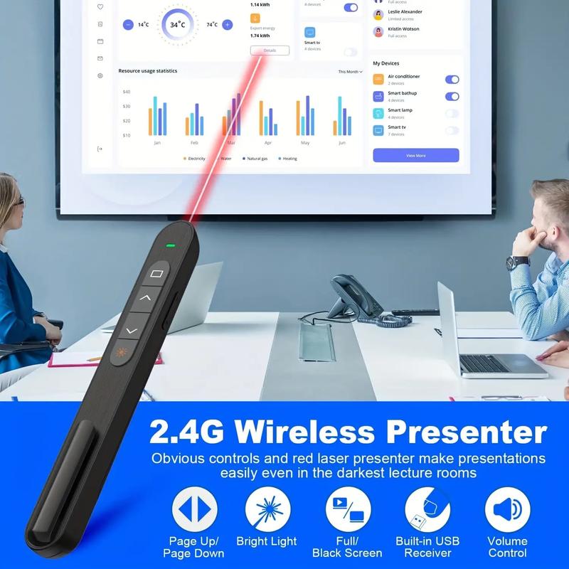1-Count Wireless Laser Pointer with Hyperlink Click and Volume Control, Compatible with Mac/PC/Laptops, Portable Meeting Remote for Presentations and Teachers, Compact and Reliable Business Tool