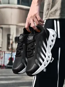 Unisex Purple-Black Gradient Multi-Airbag Cushion Casual Shoes, Techwear Trendy Style, Multi-Airbag Cushion Sole + Purple-Black Gradient Texture + Breathable Upper, Shock-Absorbing & Eye-Catching , Ideal for Daily Commuting & Light Exercise