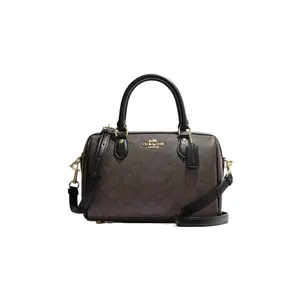 COACH Rowan 25 Classic Monogram Zippered Canvas And Leather Tote Bag For Women In Tan