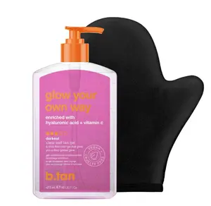 b.tan Best Clear Self Tanning Gel Kit | Glow Your Own Way Bundle - Ultra Dark, Quick Express Tanner for Face & Body with Applicator, No Transfer