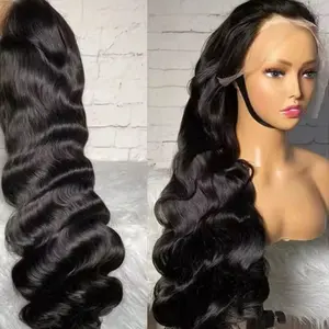 KaritiHair Black Human Hair Thick Body Wave Full Frontal Pre-Plucked Wig