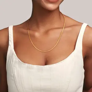 Jewlpire 1.5mm 2mm 2.5mm Box Chain 18K Gold Plated 925 Sterling Silver Chain Necklace for Women, Smooth Sturdy Hypoallergenic, 16 18 20 22 24 Inch