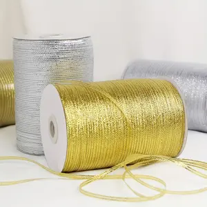 Metallic Lace Trim Ribbon, 20 Yards/pack Gift Box Packaging Ribbon, DIY Embroidery Edge Trimming with Plastic Spool for Clothes Sewing