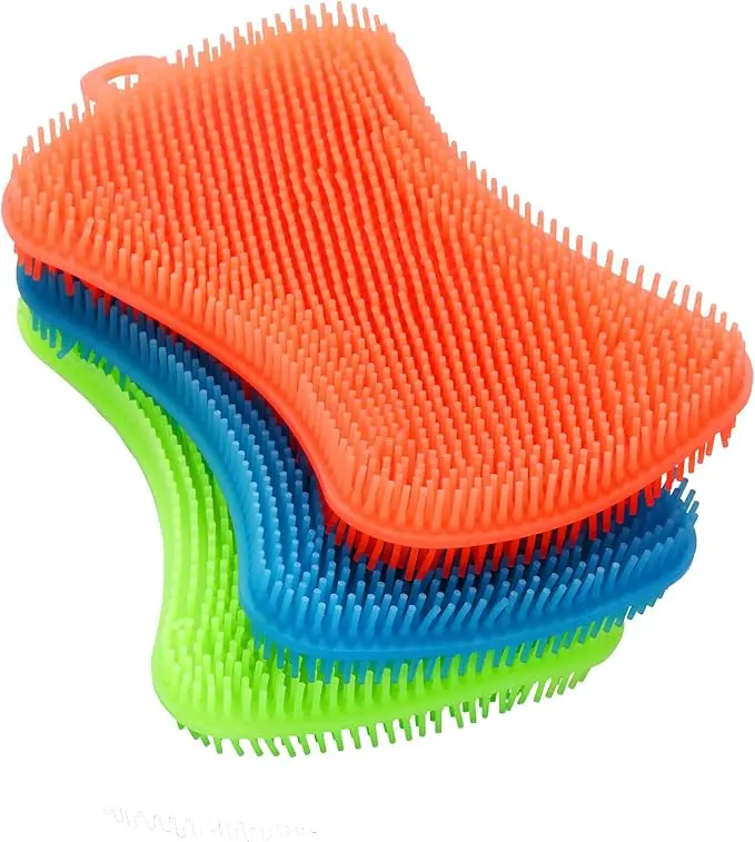 3PCSSilicone Dish Sponges, Super Food-Grade Silicone Sponges, Multi-Purpose and Efficient Sponge Kitchen Gadgets, Especial Delicate Kitchen Sponge Brush