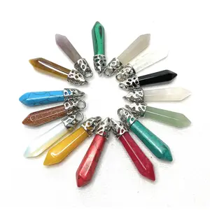 Gemstone Point Pendant with Metal Top