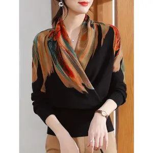 Women’s Elegant Long-Sleeve Sweater — Multicolor Print (Brown/Blue/Orange/Red/Black/Beige), Soft and Warm Winter Sweater, Comfortable Structured Fit, Versatile for Casual and Formal Outfits, Women’s Hoodie