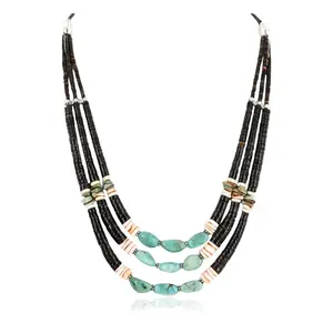Certified Authentic 3 Strand Navajo .925 Sterling Silver Graduated Heishi, Spiny Oyster and TURQUOISE Neckalce Native American Necklace 391013591825