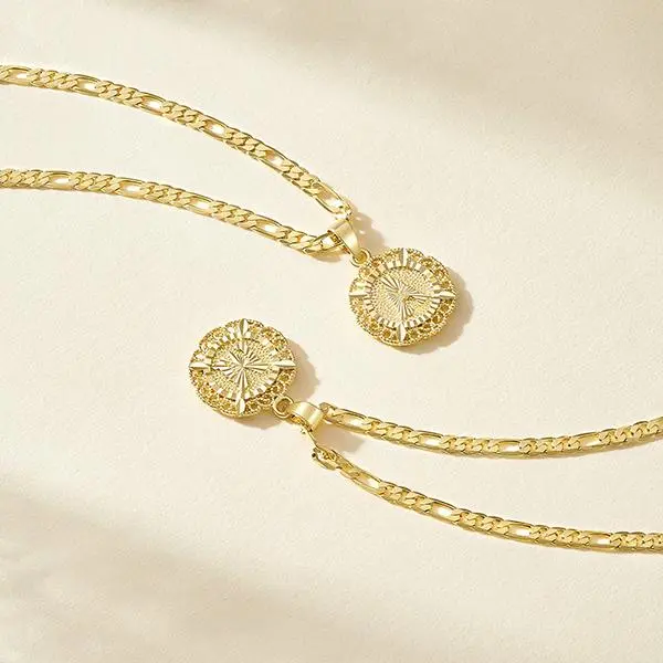 14K Gold Initial Necklace Collar de Inicial Round Coin Pendant Jewelry Personalized Monogram Regalo para Mujer Stainless Steel Chain Minimalist Moda