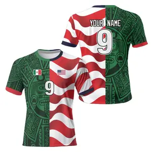 Custom Mexico USA Split Soccer Jersey – Personalized Name & Number Mexican American Football Shirt, Heritage Fan Apparel