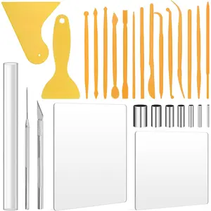 Polymer Clay Tools, 28 count  Roller for Polymer Clay/ 14P Sculpting Kits/ 7P Shape / 2P Sheets/ 2P Scarper/ 1P  Detail Shaping