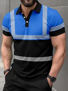 Neon Hi-Vis Polo Shirt, Men's Breathable Night Run Shirt, Summer Daily Wear Fashion Item, Casual Fitted Polo Shirt, Casual Sport Shirt