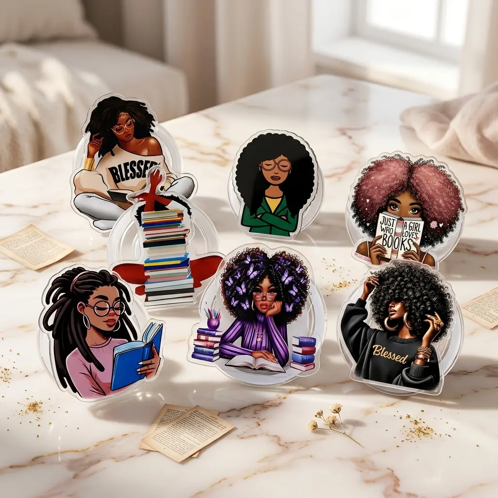 Melanin Magic Phone Grip, Women Of Color Art Mobile Stand, Cute Aesthetic Black Girl Phone Holder, Unique Accessories Gift For Her