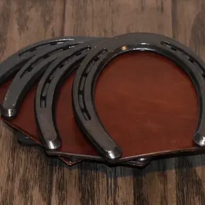Genuine Leather Horseshoe Coasters Tableware