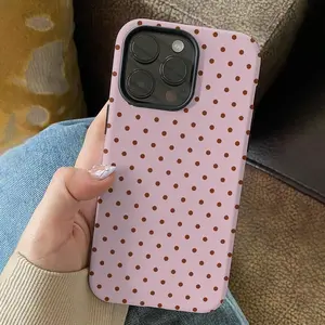 chocolate polka dots for use with iPhone 17 air 16 Pro max 15 plus 14 Pro 13/12/11/X/XR/XSMAX sublimation phone case compatible with Samsung Galaxy S25 ultra S24 plus S23 FE S22/S21 polka dot minimalist luxury unique