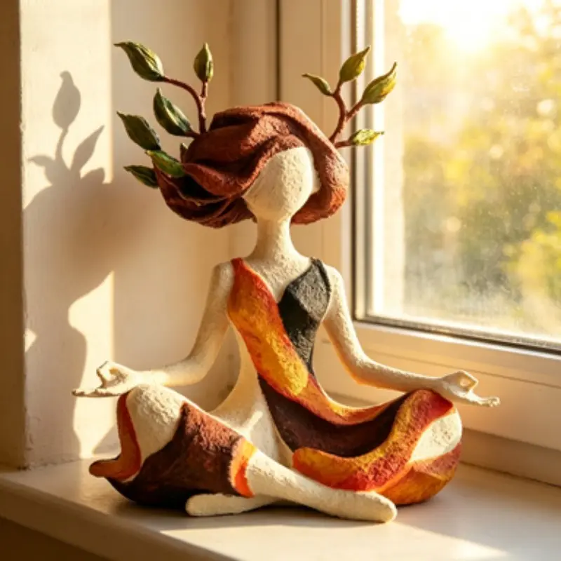 Resin Yoga Girl Statue, Natural Inspiration Meditation Sculpture, Bohemian Style Home Decor, Living Room Bedroom Office Desk Display, Spiritual Room Accent, Decorative Figurine, Resin Sculptures