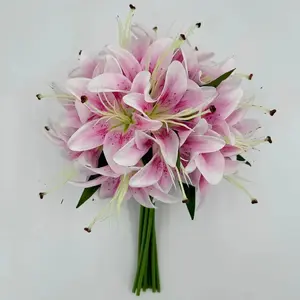 Realistic Touch Washable Lily Flowers, Plastic Faux Flowers, Perfect for Home Office Decor, Graduation Proposal Bouquets, DIY Holiday Decoration, Artificial Flower Decoration, Artificial Flower Set