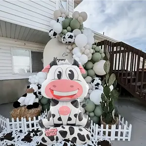 Large Standing Cow Balloon Decoration, Birthday Party Theme, Cute Farm Animal Decor, 58 Inch Air-Filled Latex Balloons, Balloon Party Supplies